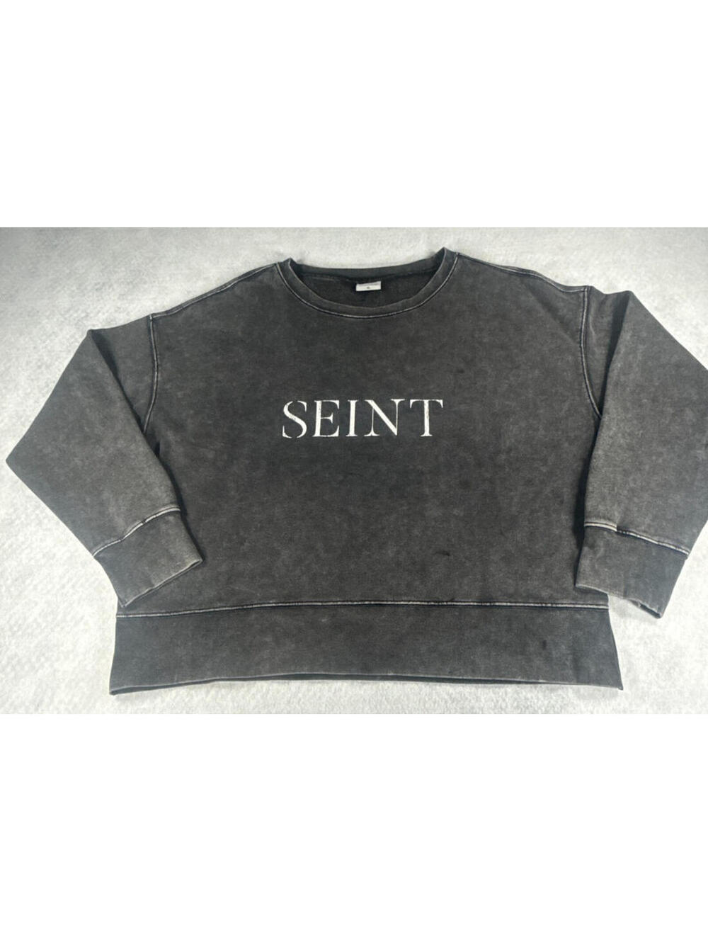 SEINT Womens XL Gray Acid Wash Oversized Crewneck Sweatshirt NWT